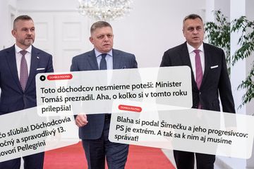 Titulky webu Ereport a Robert Fico, Andrej Danko spolu s Petrom Pellegrinim